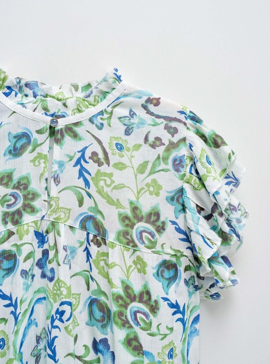 Image du produit Salsa Jeans Kurzarmbluse Ruffled Detail Print Blouse (XS)
