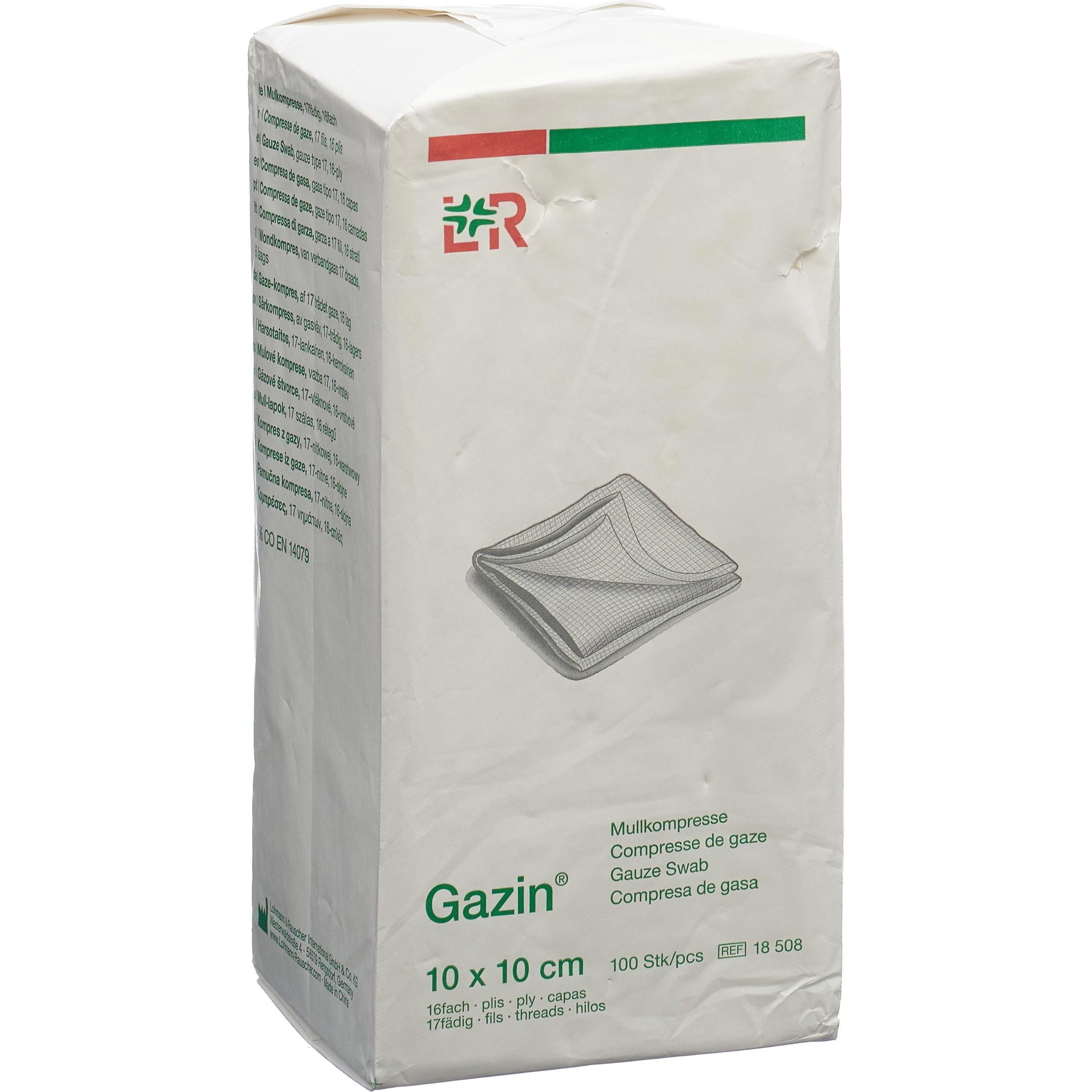 Gazin, Verbandsmaterial, Mullkompressen 10x10cm 16-fach unsteril