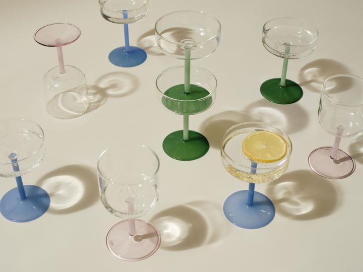 Produktbild HAY - Tint Champagnerglas H12.5 cm - 2er-Set (Transparent & Grün) (2 x)