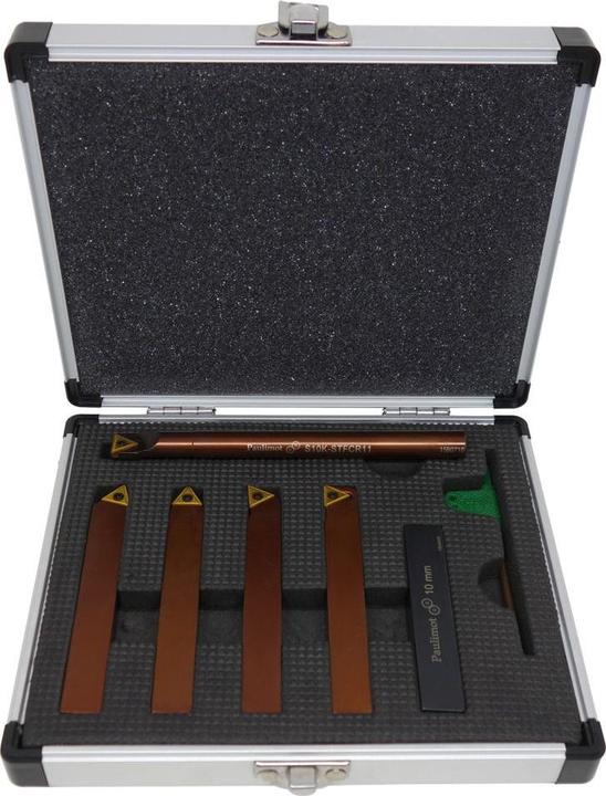 Image du produit Paulimot Jeu de burins de tournage avec plaquettes, 12 mm, barre d'alésage Ø 10 mm incluse