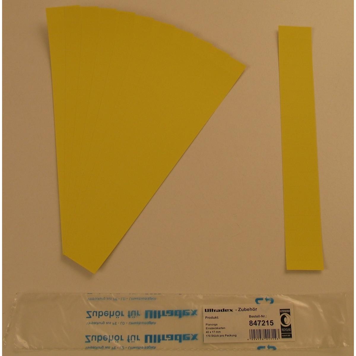 Ultradex, Kartenaufbewahrung, Einsteckkarten für 20mm Einsteckschiene 40x17mm VE=170 Stück zitrone