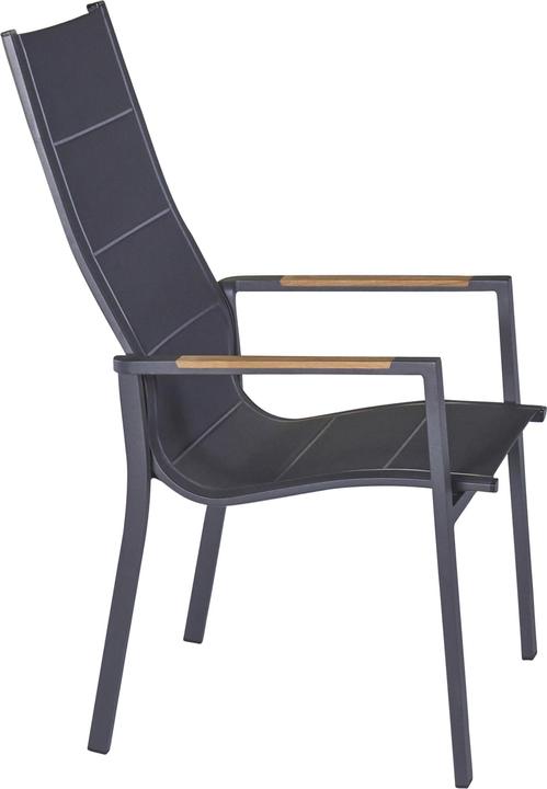 LC Garden Unicamo high backrest aluminium/textilene upholstered with teak armrests