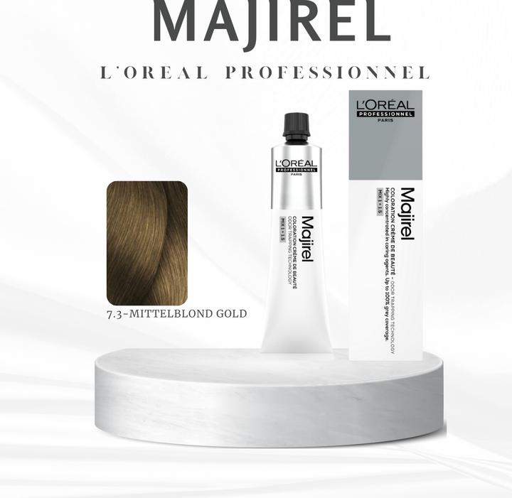 Image du produit L'Oréal Professionnel L'Oréal Majirel 7,3 Mittelblond Gold 60 ml (7.3 blond blond moyen or)