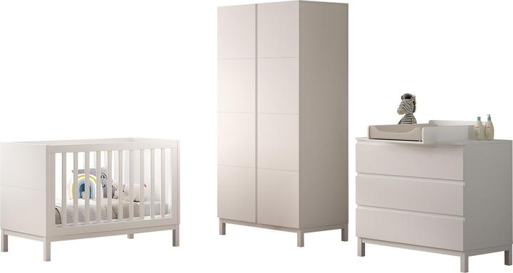 Produktbild Vipack Babyzimmer Eva 4-teilig Set B (Babybett, Kinderkleiderschrank, Wickelkommode)
