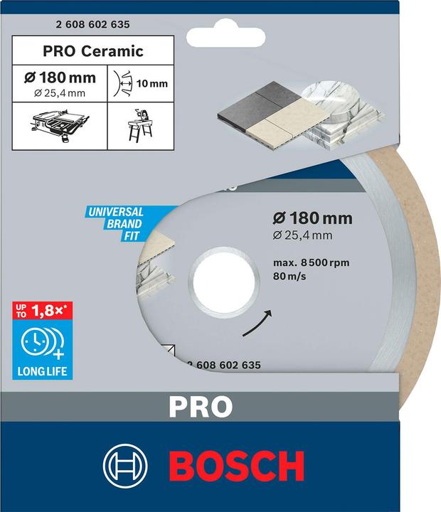 Produktbild Bosch Professional Zubehör PRO Ceramic Diamanttrennscheibe, 180 x 25,4 mm