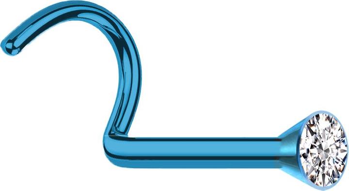 Produktbild Star Piercing Nasenstecker gebogen hellblau mit Kristall silber (ohne Messing, Titan G23)