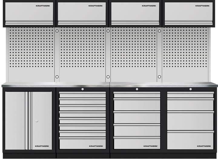 Immagine prodotto Kraftwerk Mobilio 4 pezzi combi, 4x pensile, parete forata, acciaio inox (48.80 cm, 200 cm)