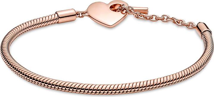 Image du produit Pandora 14k or rose Moments Heart T-Bar Snake Chain Bracelet (17 cm, Métal, plaqué or rose)