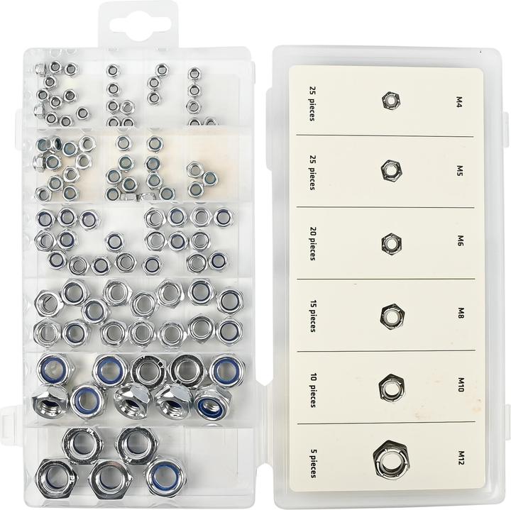 Produktbild Benson Muttern-Set selbstsichernd 100-teilig (M4, M12, M6, M8, M5, M10)