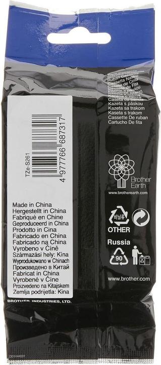 Actual product image Brother Tze-S261 (3.60 cm, Black, White)