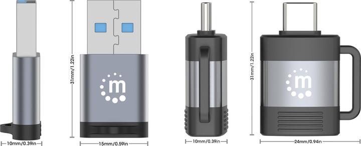 Actual product image Manhattan USB Type C to (USB-A, 3.10 cm)