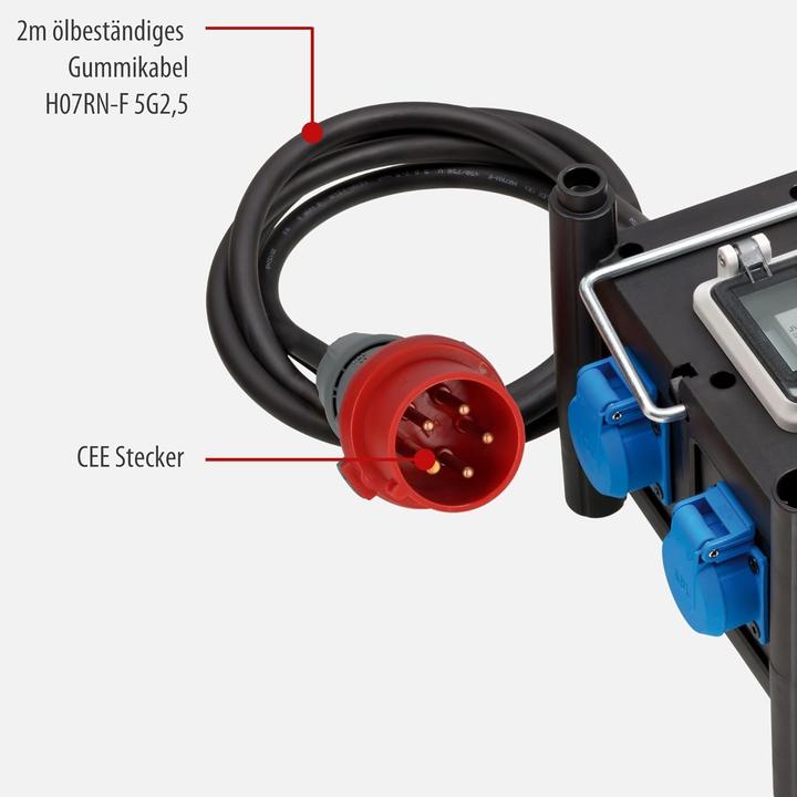Actual product image Brennenstuhl Cable construction site use and permanent outdoor use, with RCD switch. (7x, CEE 7/3)