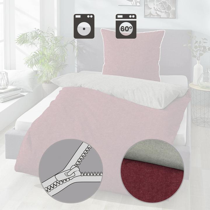 Produktbild Biberna Melange Flanell Wendebettwäsche 840500 (Bettwäsche Set, 155 x 220 cm, 80 x 80 cm)
