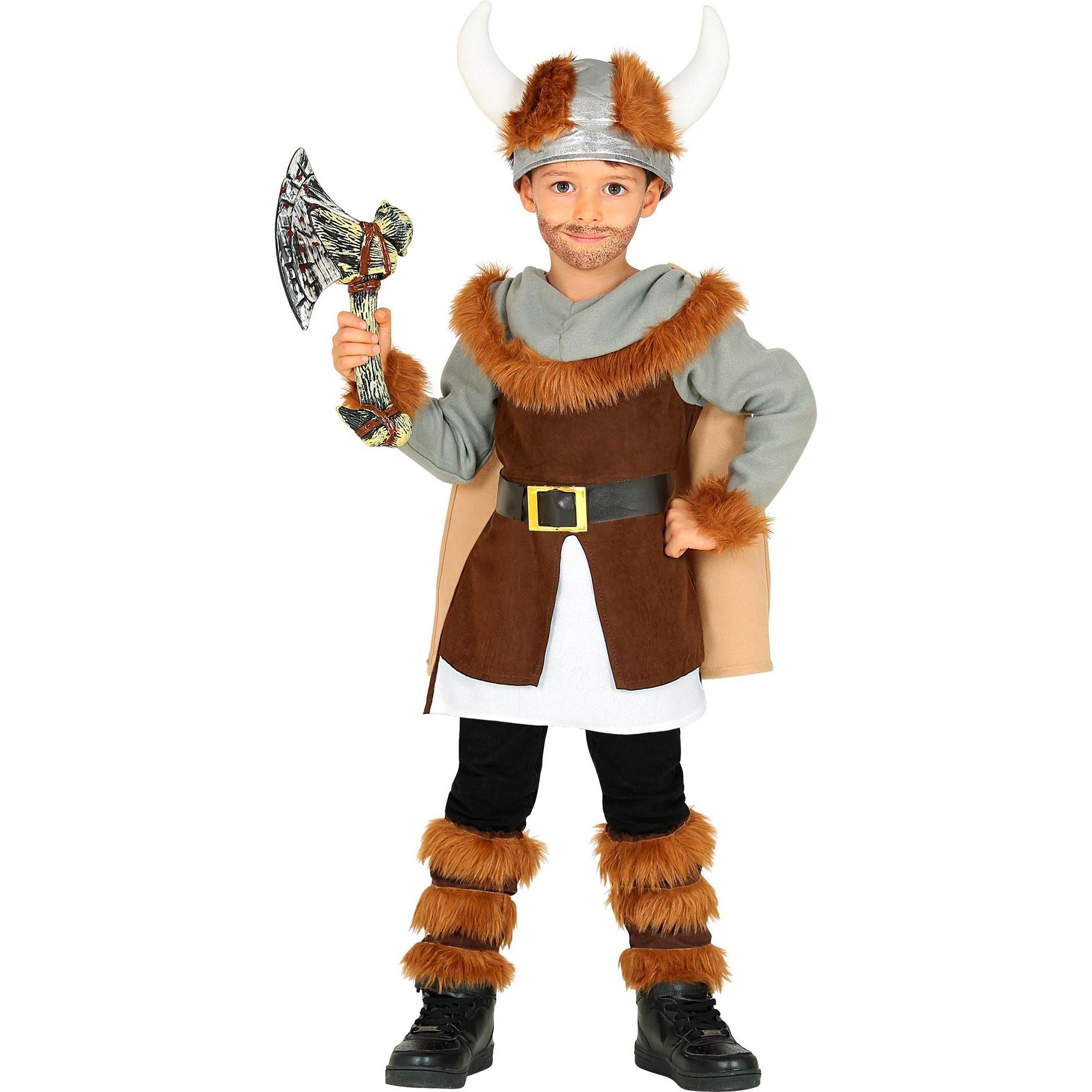 Widmann Wikinger Kostüm Jungen Tunika mit Gürtel und Umhang, Beinstulpen, Helm (104)