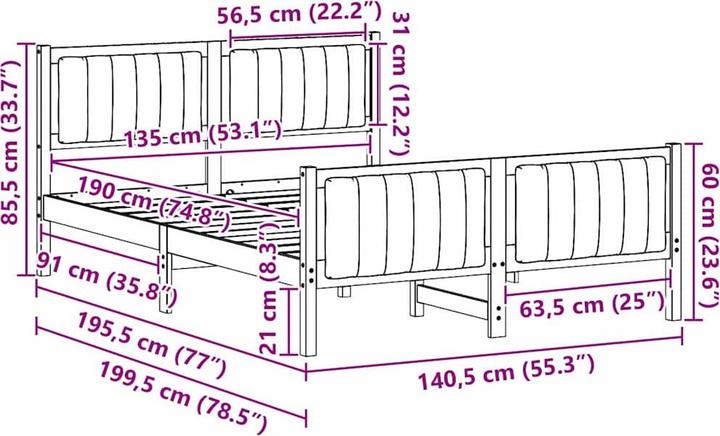 Image du produit vidaXL Plattformbettgestell