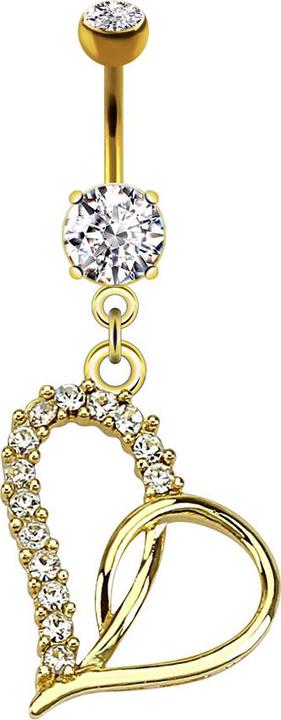 Image du produit Star Piercing Banane plaquée or 14k avec pendentif coeur (sans laiton, Acier chirurgical 316L)