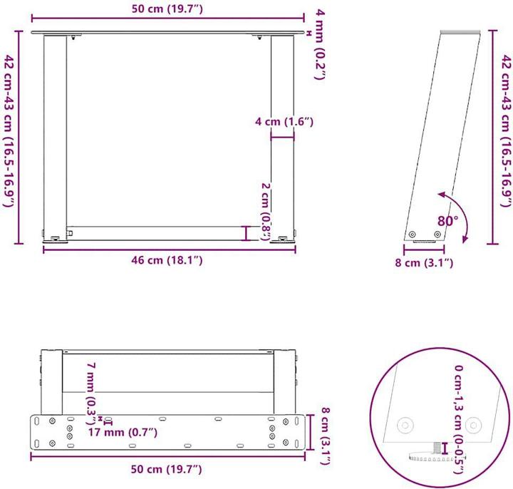 Produktbild vidaXL Couchtischbein