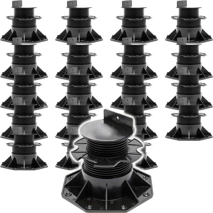 Image du produit XPOtool Plots de terrasse Set 20x Charge 2700kg Réglage en hauteur 60-128mm Lames Dalles Piscine (20x, 18.80 x 18.80 cm)