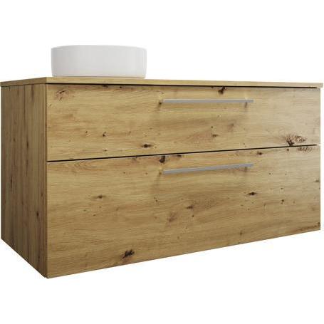 burgbad, Badmöbelset, Eqio Keramik-Aufsatzwaschtisch links, rund, inklusive Waschtischunterschrank, Breite 1200m