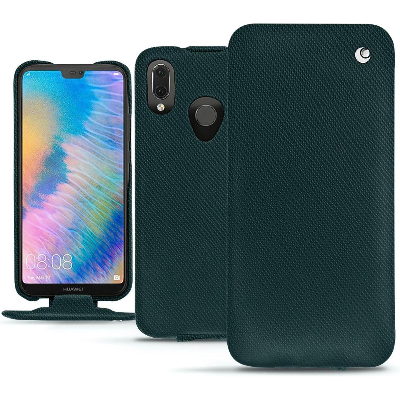 Noreve Lederschutzhülle vertikal (Huawei P20 Lite), Smartphone Hülle, Grün