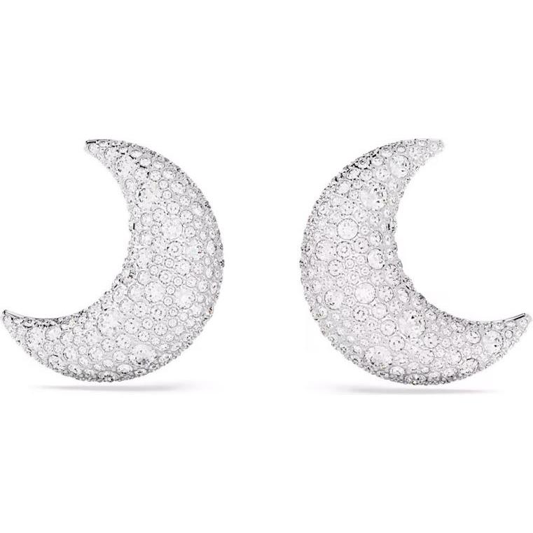 Swarovski, Orecchini, Luna Earclips Moon White, (Metallo Swarovski)