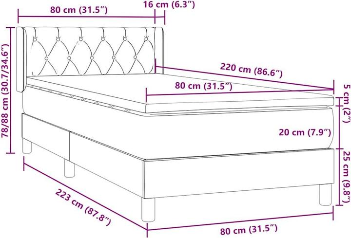 Produktbild vidaXL Boxspringbett (80 x 220 cm)