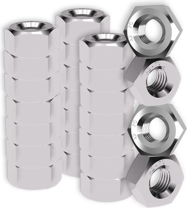 Offgridtec Dadi in acciaio inox M4 M5 M6 M8 M10 M12 - 25 pezzi DIN 934/ISO 4032 A2 V2A M3 (M10, M12, M5, M4, M8, M6)