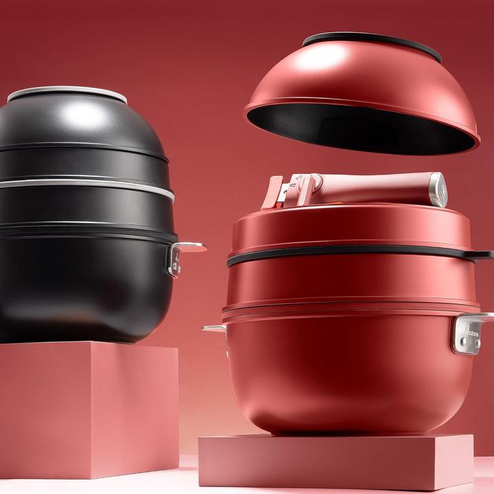 Actual product image MasterPRO Share & Play Stackable Cookware Set with Non-Stick Coating and Heat Indicator (Frying pan, Pot, Cast aluminium)