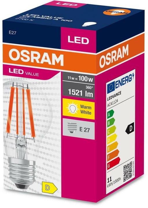 Produktbild Osram LED Filament Lampe (E27, 11 W, 1521 lm, 1 x, D)