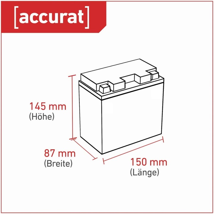 Produktbild Accurat Motorradbatterie YTX14-BS 14Ah 200A 12V Gel Technologie Starterbatterie (12 V, 14 Ah, 200 A)