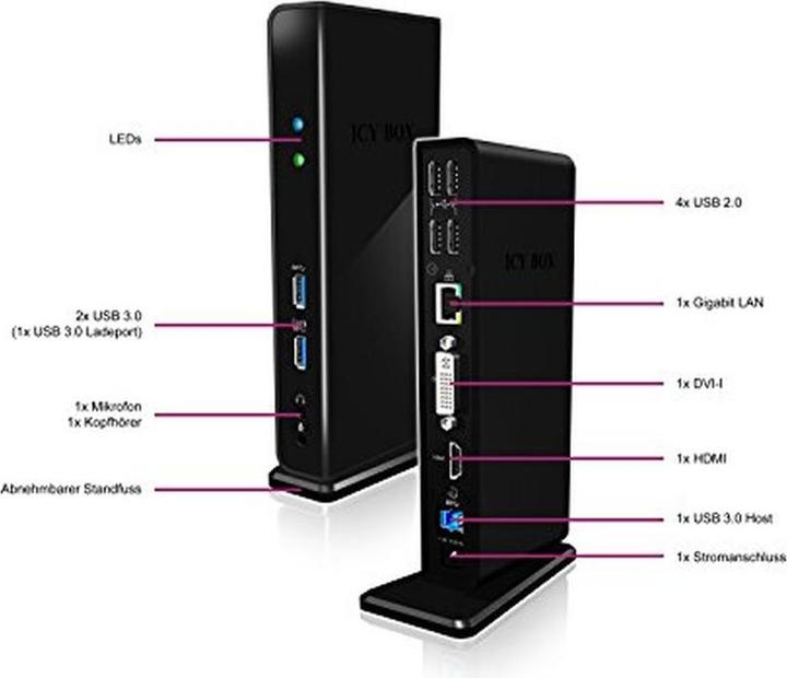 Image du produit Icy Box IB-DK2241AC - USB Type-A 3.0 Multi Dock (USB-B, 11 ports)