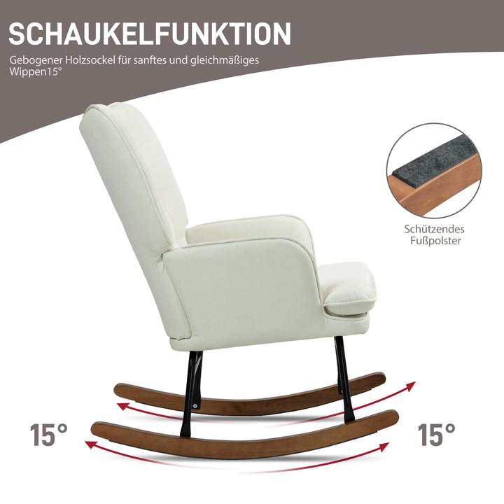 Image du produit Homcom Schaukelstuhl mit Hocker Polyester, Schaumstoff Cremeweiss