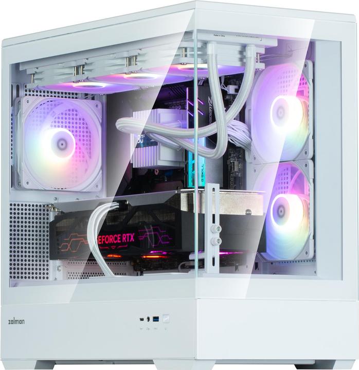 Actual product image Zalman GHE P30 V2 micro-ATX case Tempered Glass Panoramic View - White (mATX, Mini-ITX)