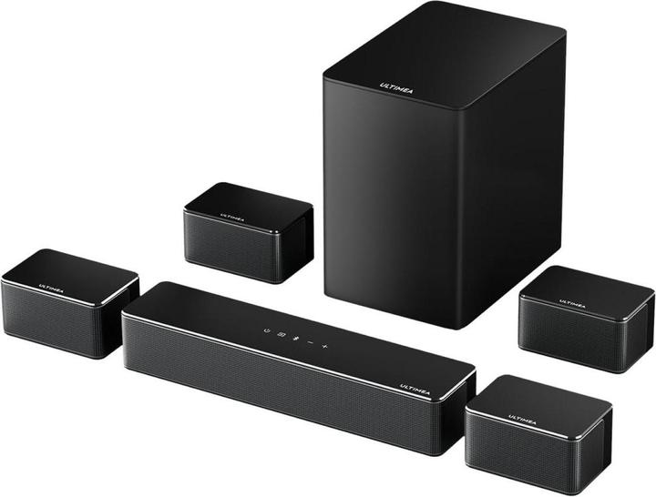 Ultimea Virtual Surround Sound System with App Control, Subwoofer and Four Surround Speakers (410 W, 7.1 Channel)