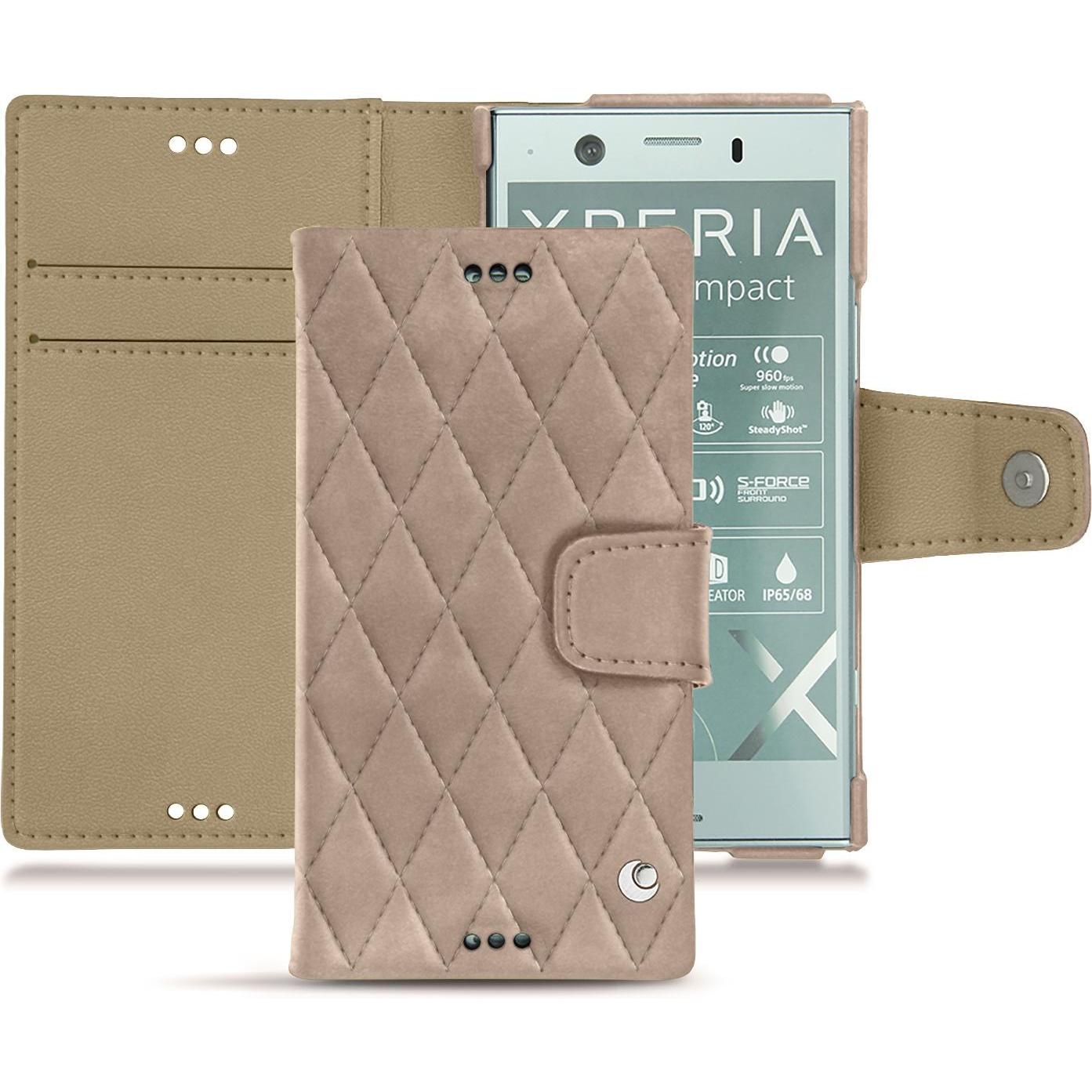 Noreve Lederschutzhülle Wallet (Sony Xperia XZ1 Compact), Smartphone Hülle, Beige
