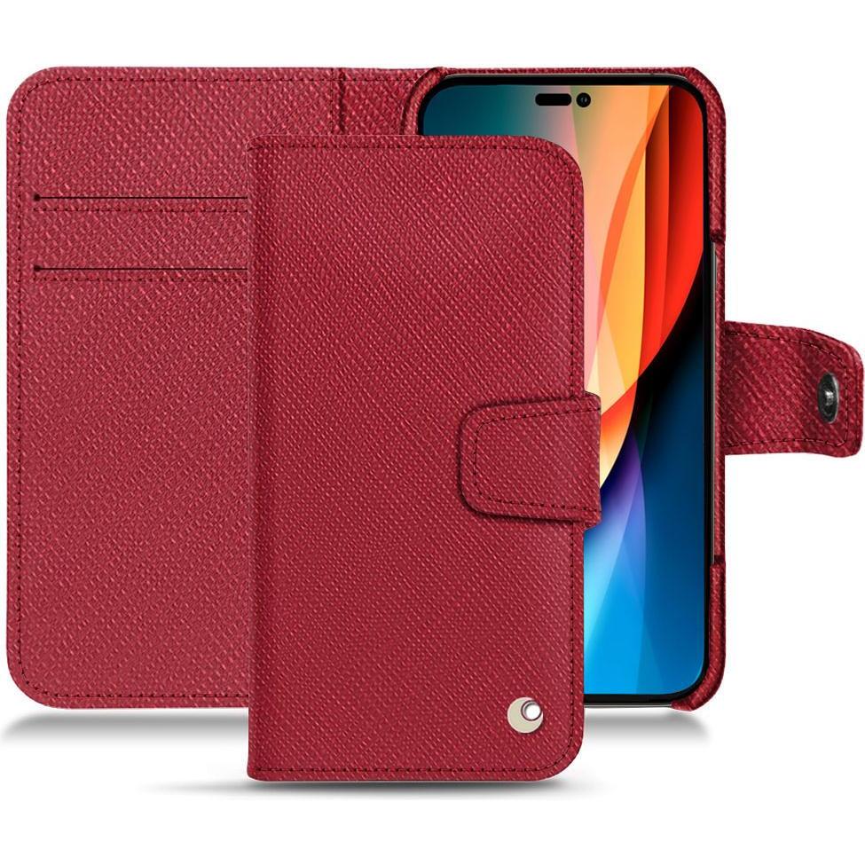 Noreve Lederschutzhülle Wallet (Apple iPhone 14 Pro), Smartphone Hülle, Rot
