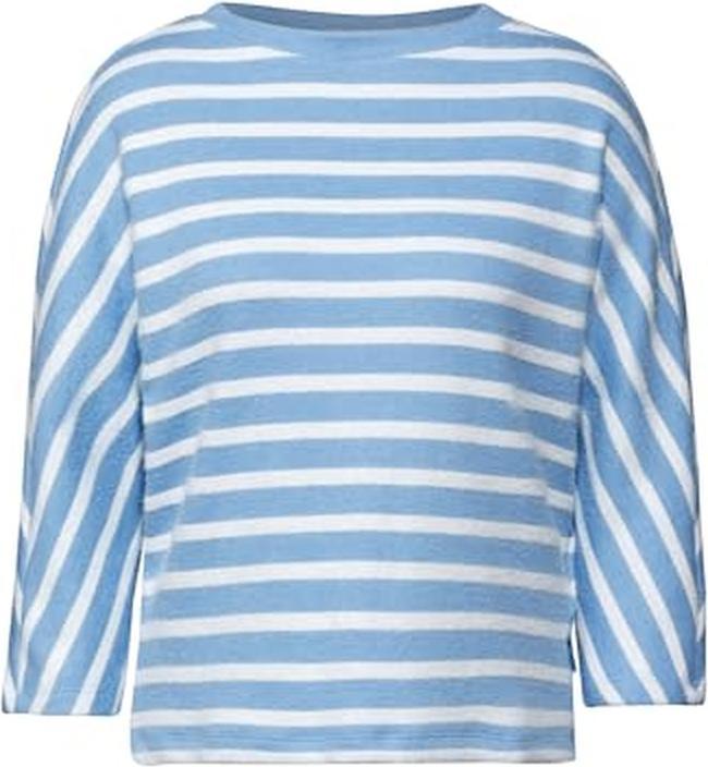 Cecil Striped Boat Neck Three-Quarter Sleeve Shirt with Elastic Hem (XL)