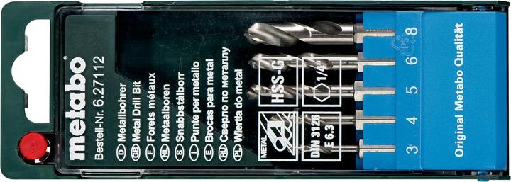 Actual product image Metabo HSSG drill cassette 63 (6 mm, 5 mm, 3 mm, 4 mm, 8 mm)