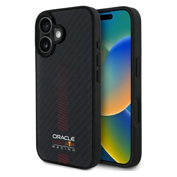 Red Bull RBHMP16M24CFGSMK IPhone 16 Plus 6.7" Hardcase Black Carbon Fiber Power Bar MagSafe (Apple IPhone 16 Plus), Smartphone Hülle, Schwarz