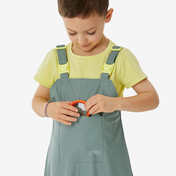 Produktbild Quechua Regenhose Latzhose Kinder wasserdicht Wandern - MH900 grün (104)