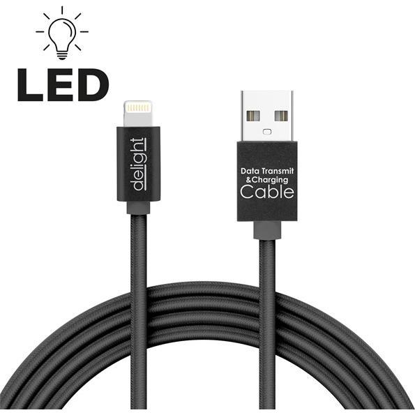 Delight kábel - Iphone Lightning töltőkábel, 1m, fekete) (1 m), Cavo USB