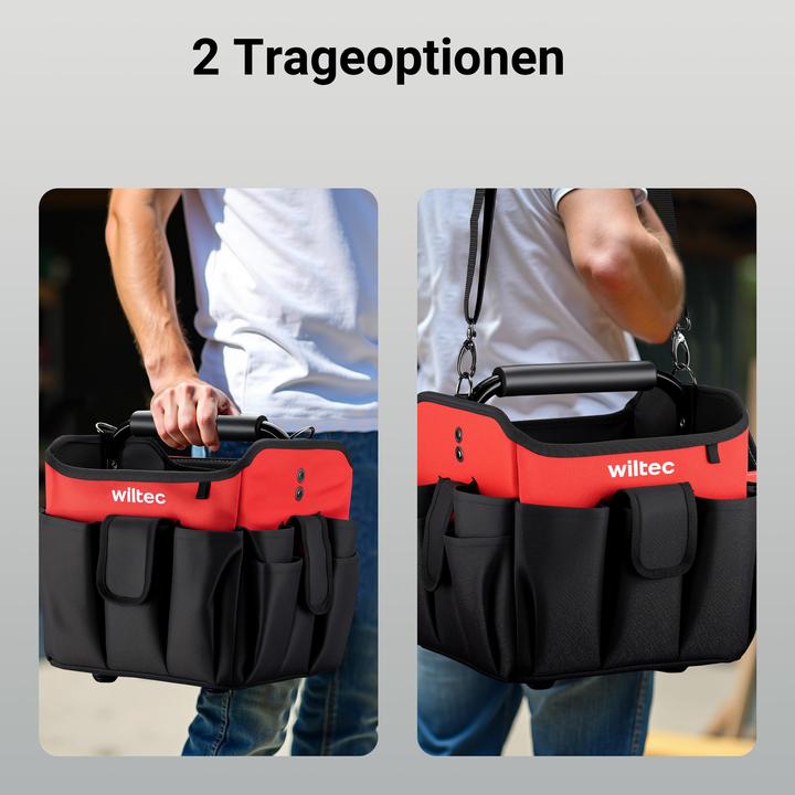 Produktbild Wiltec Werkzeugtasche 25,5x23x28cm Arbeitstasche 23 Fächer Werkzeug Tasche Gurt