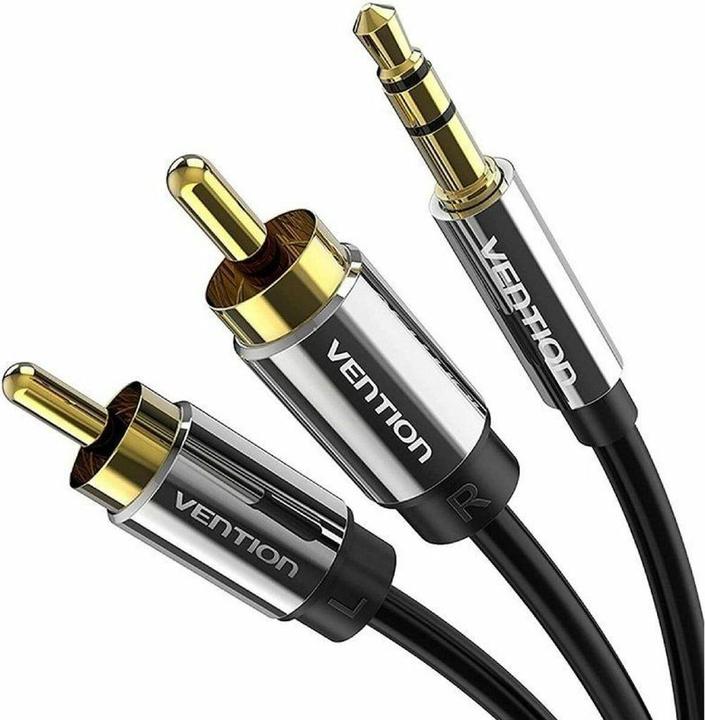 Image du produit Vention Câble audio 3.5mm mâle vers 2x RCA mâle 3m BCFBI Black (3 m, Jack 3,5 mm (AUX), RCA)