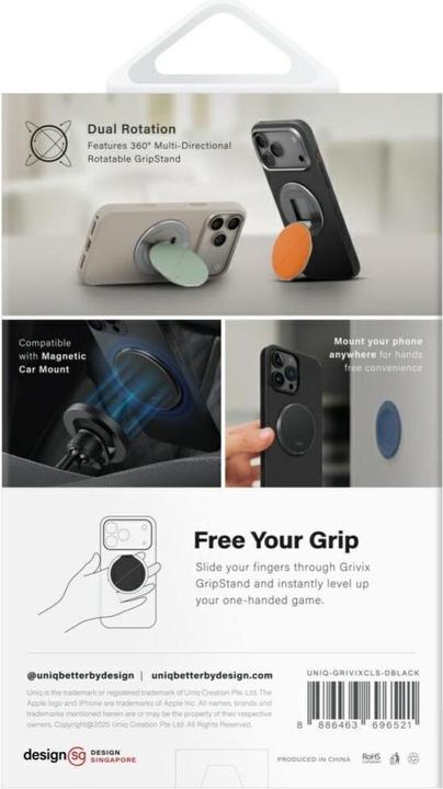 Productafbeelding Uniq Magnetic Mount Grivix Classic 360 Mount&Grip Stand black