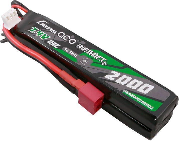 Produktbild Gens Ace 25C 2000mAh 2S2P 7.4V Saddle Airsoft Gun Lipo Battery with Mini Deans(T) Plug (7.40 V, 2000 mAh)