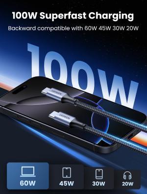 Image du produit Ugreen USB type C - USB type C (1 m, USB 2.0, 100 W)