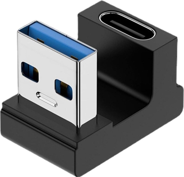 Produktbild PowerGuard USB-A zu USB-C 180 Grad Winkel U-Form nach unten Adapter (male/female) (USB 3.1)