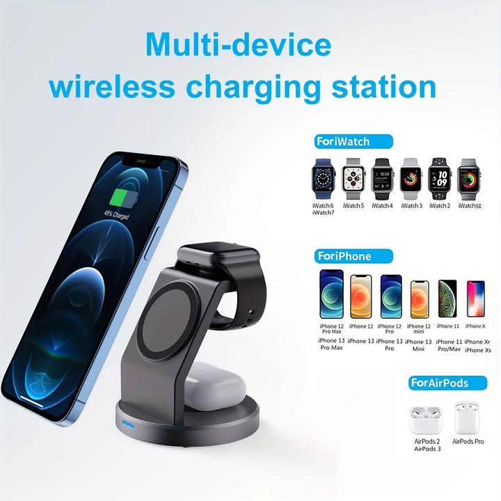 Actual product image PhoneLook Magnetic wireless charger 3-in-1 fast charging station (15 W)