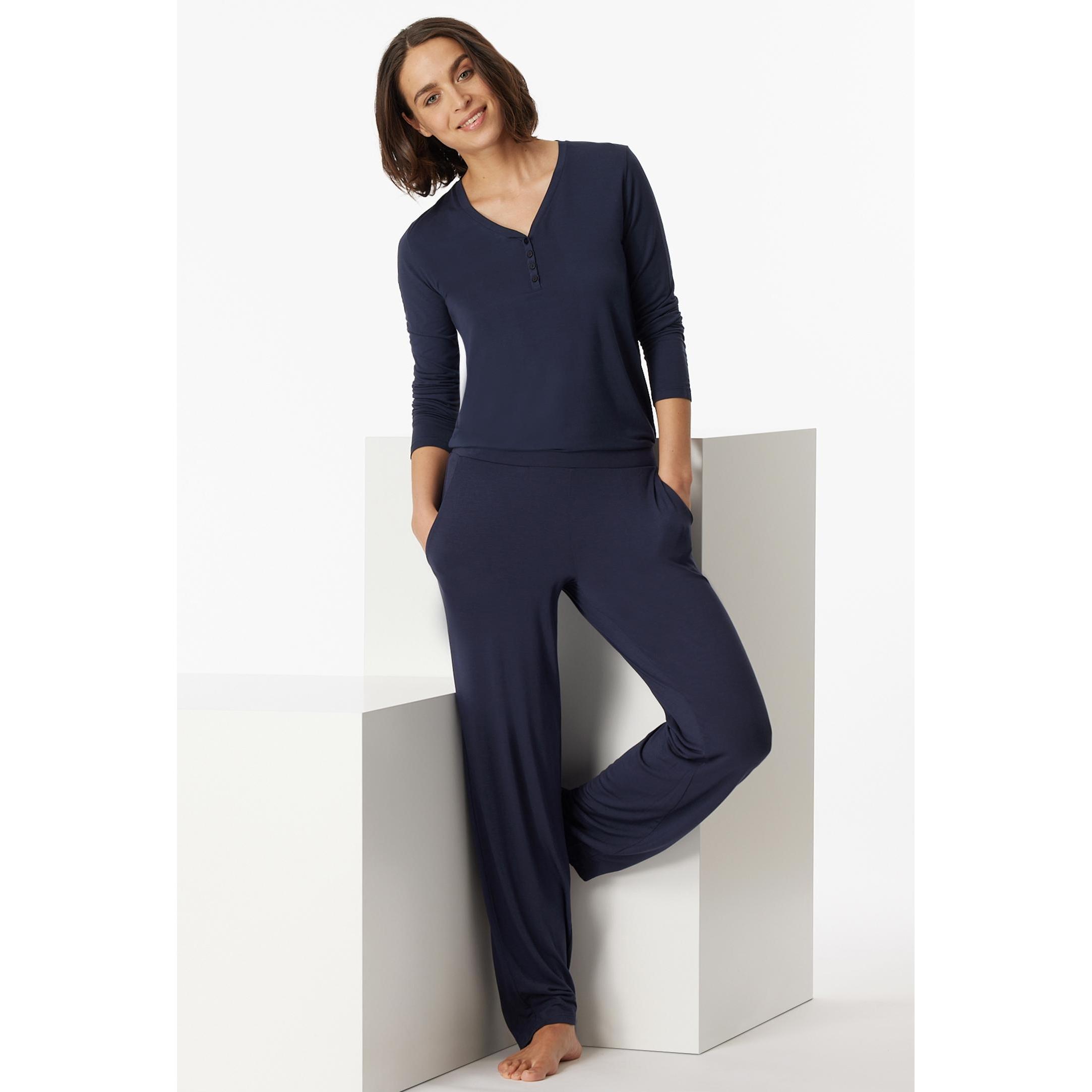 Thumbnail - Schiesser, Damen, Pyjama, Mix & Relax Schlafanzug Hose, Blau, (36)