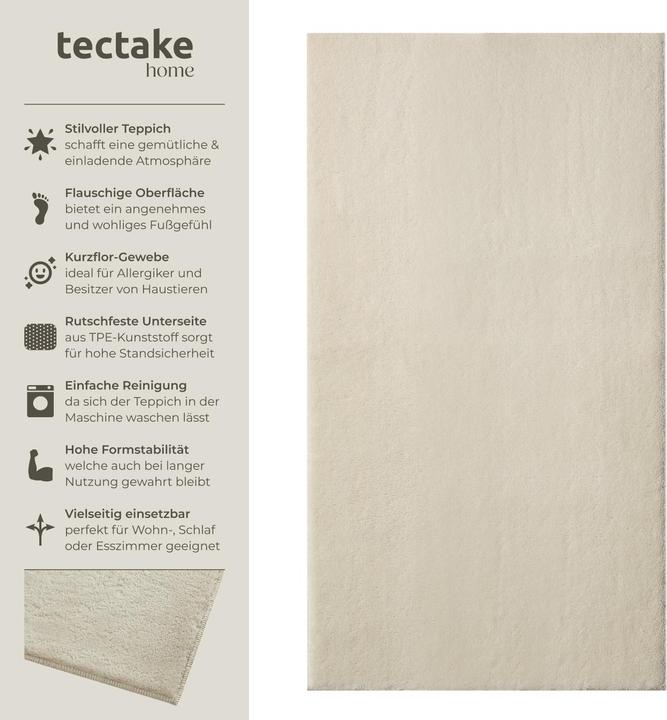 Actual product image tectake Kurzflorteppich Soft Zone (80 x 150 cm)
